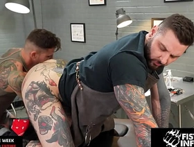 Beefy Tattooer Rosebuded By Jock Fist - Teddy Bryce, Archer Croft - FistingInferno hot outdoor gay porn