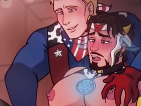 Iron man x Captain america - steve x tony gay milking masturbation cow yaoi hentai korean gay blowjob porn
