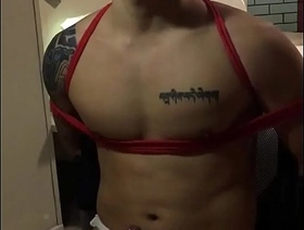 Amateur Asian Chinese Japanese Tattooed Muscle Hunk Man Gay BDSM Orgasm Denial Teased Rope Play Cum Control korean bdsm gay porn