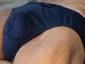 Writhing and Stretching in Bed in dark Briefs Underwear with 2 massage guns concentrating on Pelvic and Groin area gay chinese feet porn