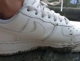 Jon Arteen plays in the mud with his new sneakers Nike Air Force One AF1 sockless. Boy foot fetish gay porn video gay korean cute porn