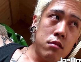 Blond Japanese twink toys with hole and strokes his dick japan anime gay porn