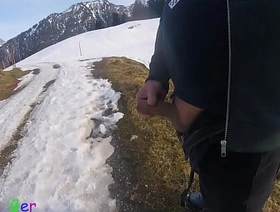 White snow and white cum in the mountains. In the middle of the hiking trail I just had to take out my cock and jerk it off until I came. hot gay porn xxx