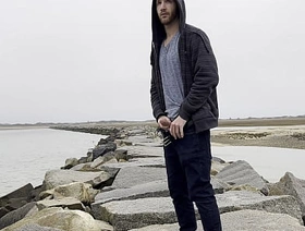 Peeing on the Rocks by the Ocean hot couple gay porn