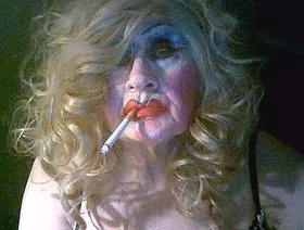 Old smoking spunk bucket whore sissy Sarah Millward posing for potential clients, though she'll fuck for free! hot facial gay porn