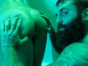 Stepdad and Stepson Getting Cooled Down by Sharing the Cold Shower - Soncreep big dick hot gay porn