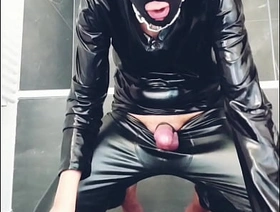 horny leather guy is wanking gay hot massage porn