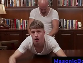 Hung Master bareback's boy over his desk @MasonicBoyz korean gay friend porn