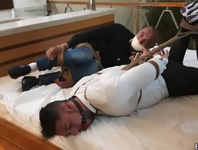 Peter and Victor tied up together on the bed ballgagged and gagged struggling undefined PREVIEW hot guys fuck gay porn