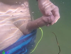 Extreme underwater masturbation experience in a mountain lake while fishes watch. (S) gay porn hot boy