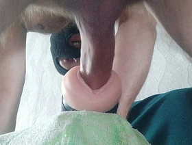 Guy moaning and shaking while cumming inside a fake pussy thailand gay porn sex