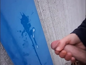 Outdoor masturbation! I Cum on wall in public - Wertert009 malaysia gay porn star