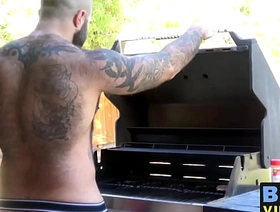 Bareback drilling with older hairy bear and muscular hunk gay porn japan student