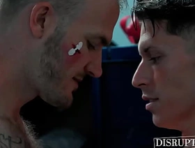 Boxer Christian Wilde drills jock Troy Accola in gym locker room china young gay porn