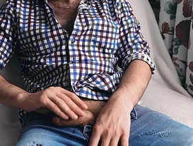 A young hairy guy jerks off near the window and cums loudly trying not to be caught. gay porn chinese big cock