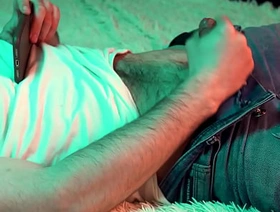 a young hot guy watches porn on his phone and jerks off his small cock. gay porn india hot