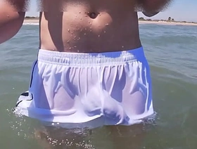 Beach people freak out when I get wet in shorts and thongs in the sea japan gay porn hub