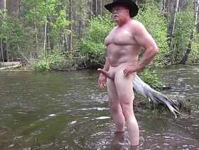 Naked bathing in the river. gay hot dad porn