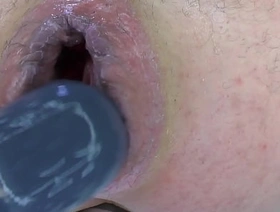 Super Closeup - Dildo and Vibrator play after a night of hard dildo play. Red and sore ass hot indian gay porn